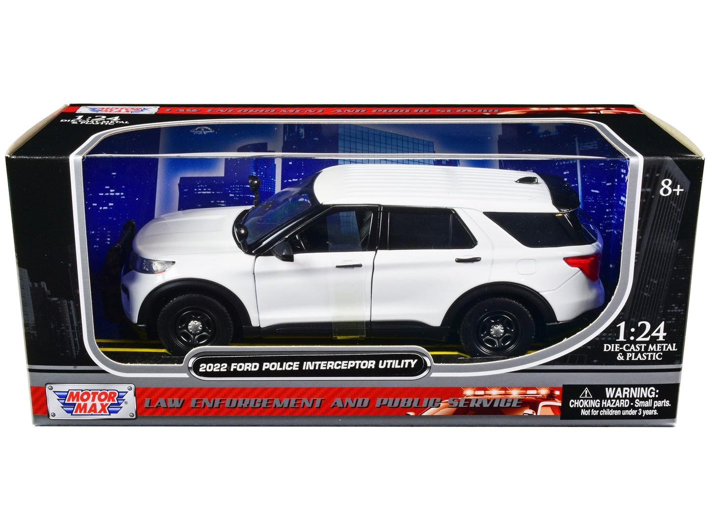 2022 Ford Police Interceptor Utility Unmarked Slick-Top White 1/24 Diecast Model Car
