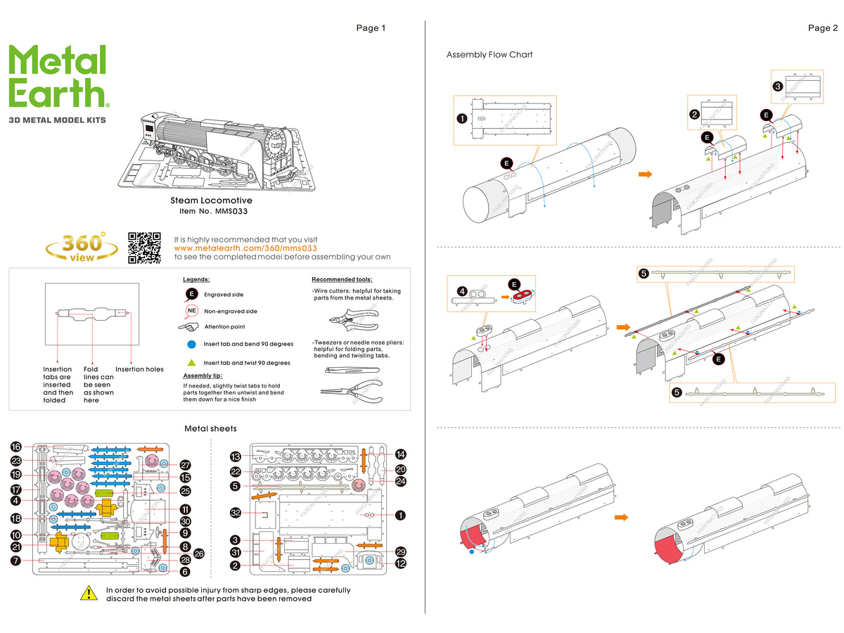 Model Kit Steam Locomotive #844 (Moderate Difficulty) Steel Model