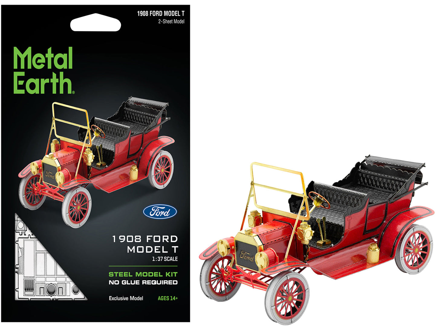 Model Kit 1908 Ford Model T Red (Moderate Difficulty) Steel Model