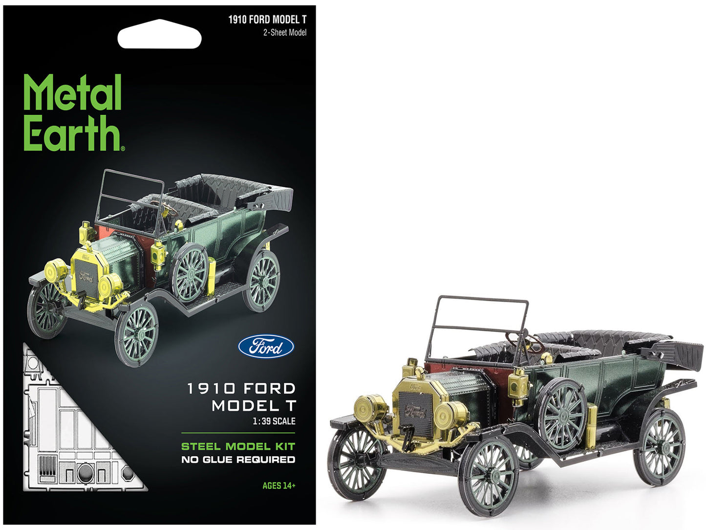 Model Kit 1910 Ford Model T Green (Moderate Difficulty) Steel Model