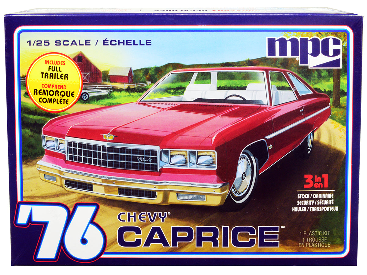 Skill 2 Model Kit 1976 Chevrolet Caprice with Trailer 3-in-1 Kit 1/25 Scale Model