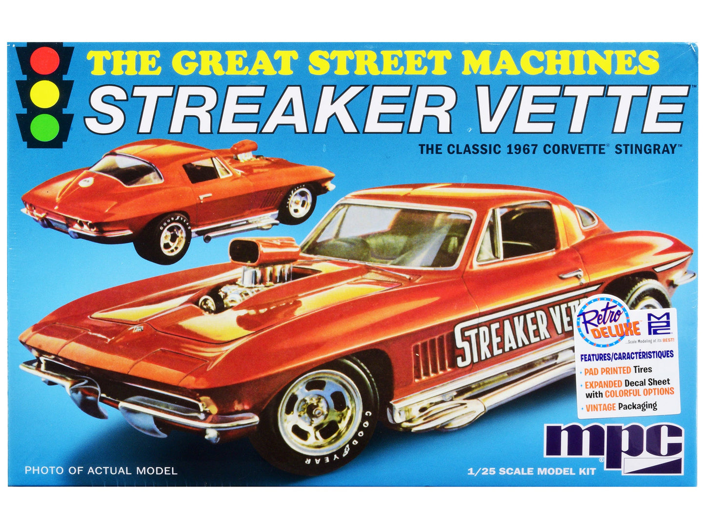 Skill 2 Model Kit 1967 Chevrolet Corvette Stingray "Streaker Vette" "The Great Street Machines" Series 1/25 Scale Model Car