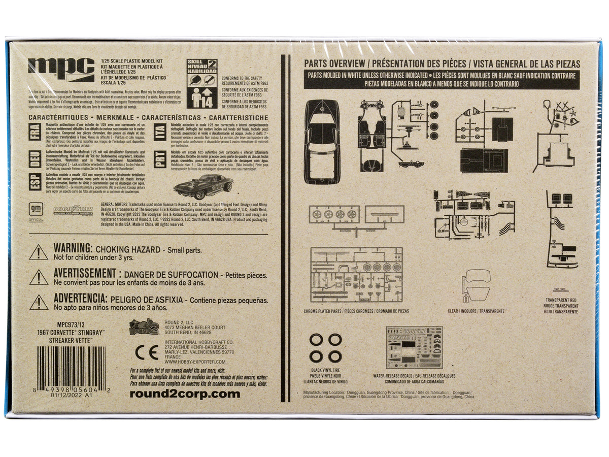 Skill 2 Model Kit 1967 Chevrolet Corvette Stingray "Streaker Vette" "The Great Street Machines" Series 1/25 Scale Model Car