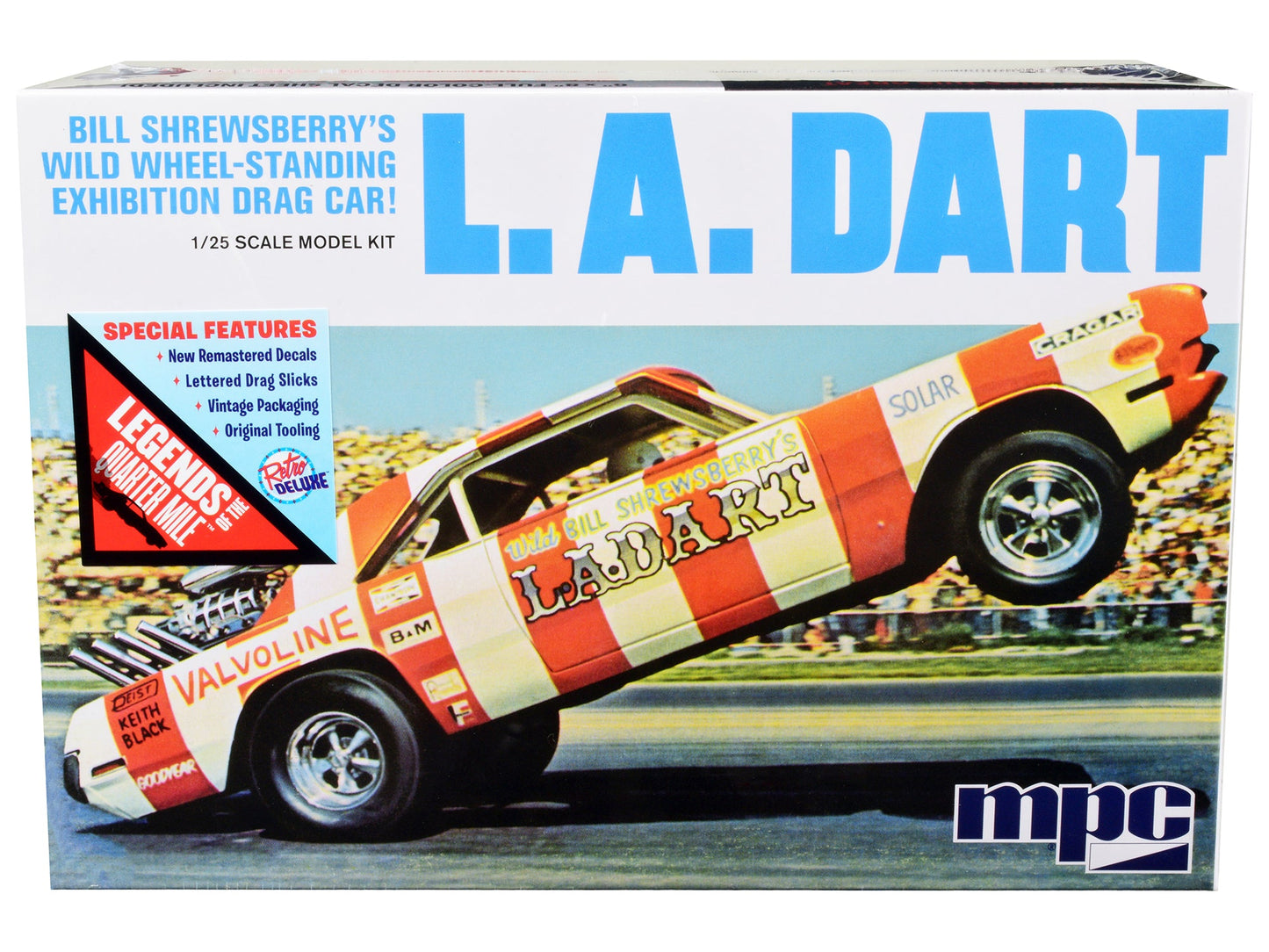 Skill 2 Model Kit Bill Shrewsberry's L.A. Dart Wheelstander Drag Car "Legends of the Quarter Mile" Series 1/25 Scale Model Car