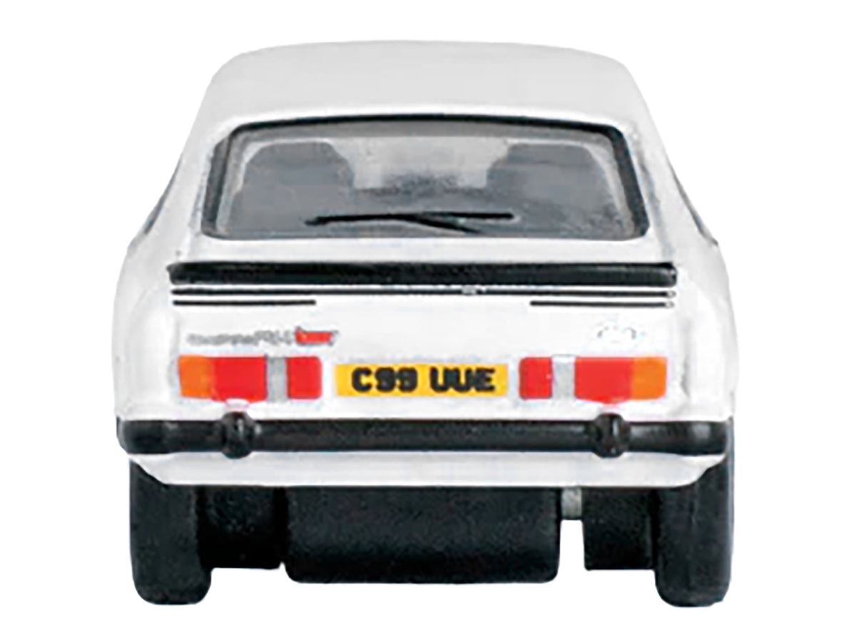 Ford Capri Mk3 RHD (Right Hand Drive) Diamond White with Black Stripes 1/148 (N) Scale Diecast Model Car