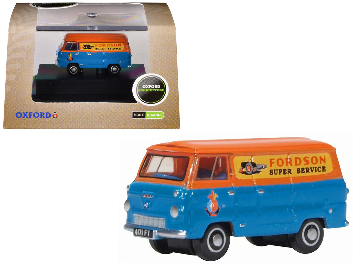 Ford 400E Van RHD (Right Hand Drive) "Fordson Super Service" Blue and Orange 1/148 (N) Scale Diecast Model Car