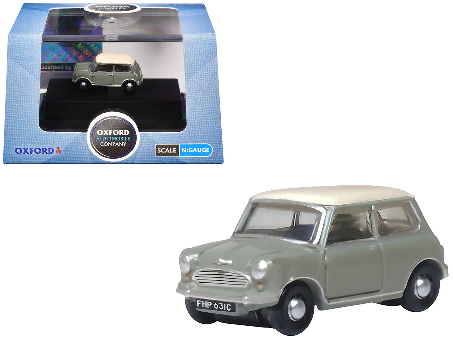 Mini Classic Tweed Gray with Cream Top 1/148 (N) Scale Diecast Model Car