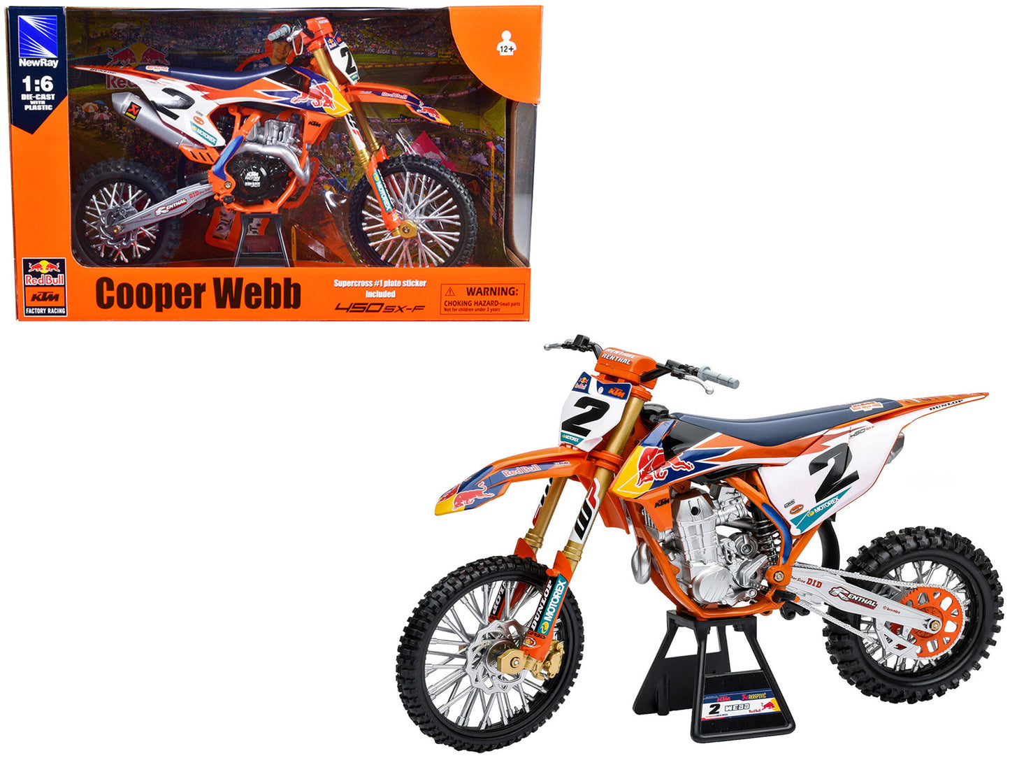 KTM 450 SX-F #2 Cooper Webb "Red Bull KTM Factory Racing" SuperCross 1/6 Diecast Model