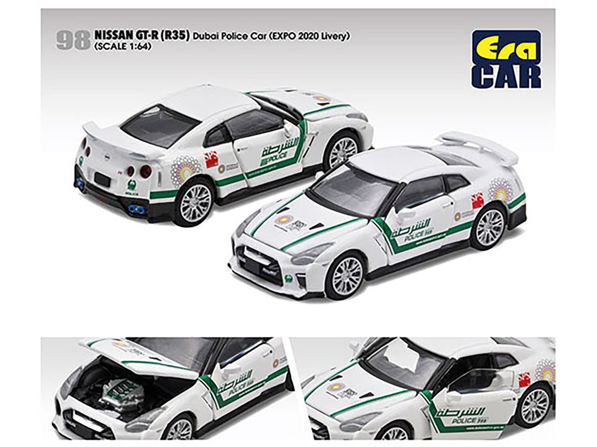 Nissan GT-R (R35) White Dubai Police "EXPO 2020" Livery Limited Edition to 720 pieces Worldwide 1/64 Diecast Model Car