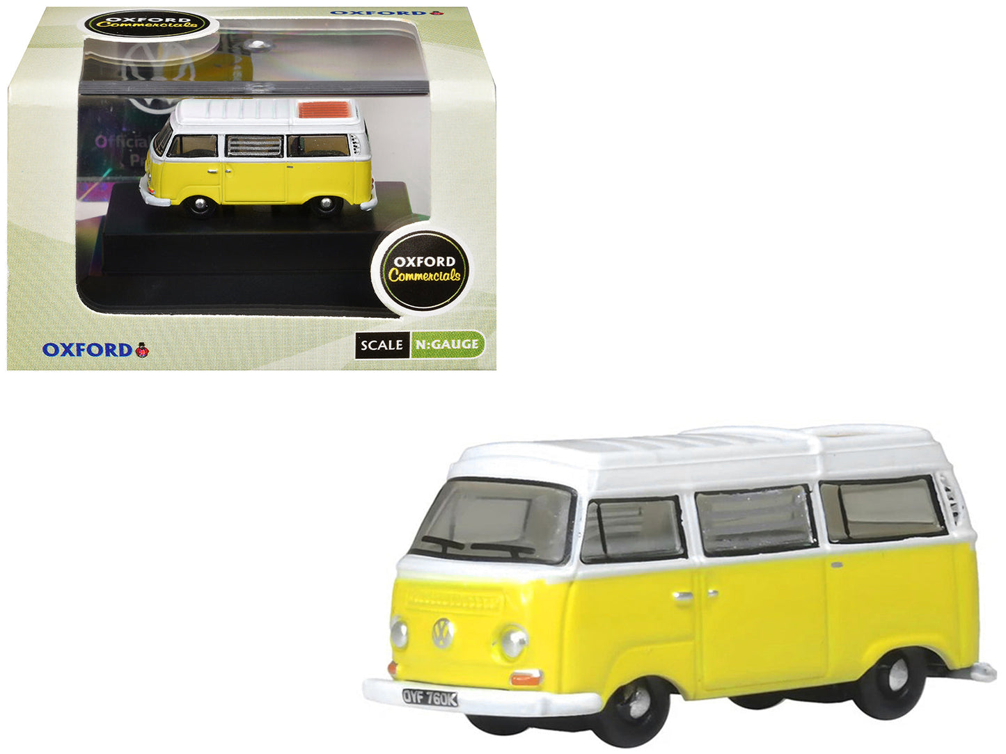 Volkswagen T2 Bay Window Camper Van Saturn Yellow and White 1/148 (N) Scale Diecast Model Car