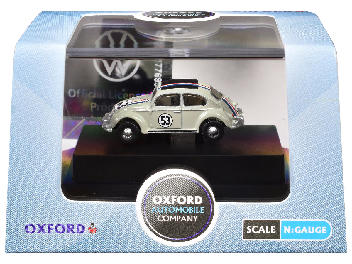 Volkswagen Beetle #53 Beige with Stripes and Black Top 1/148 (N) Scale Diecast Model Car