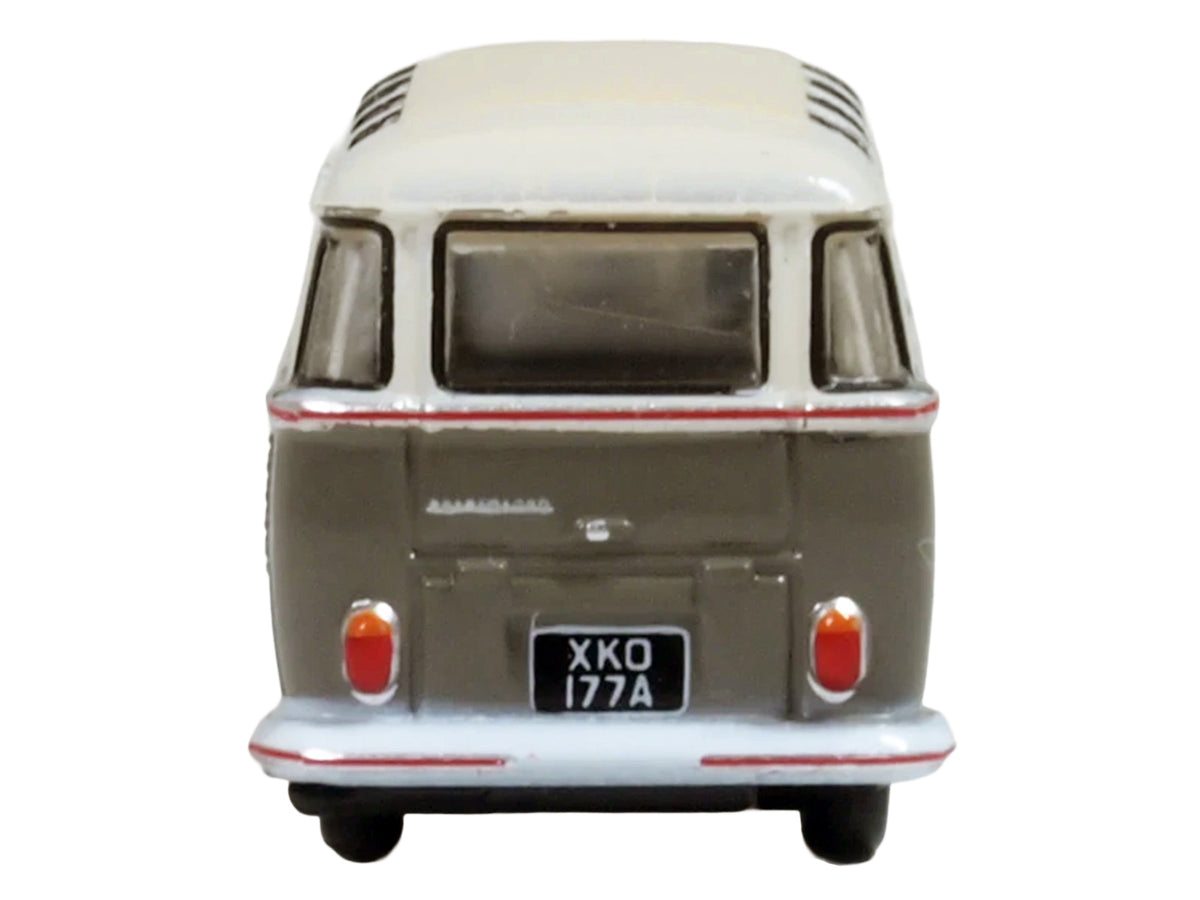 Volkswagen T1 Samba Bus Mouse Grey and Pearl White with Red Stripes 1/148 (N) Scale Diecast Model Car