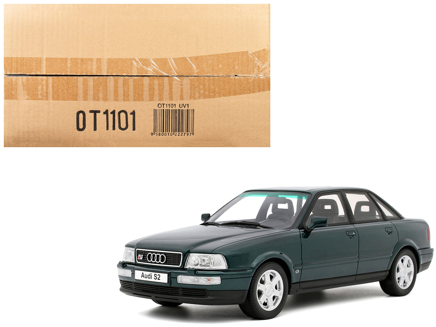 1993 Audi S2 Sedan Emerald Green Metallic Limited Edition to 2000 pieces Worldwide 1/18 Model Car