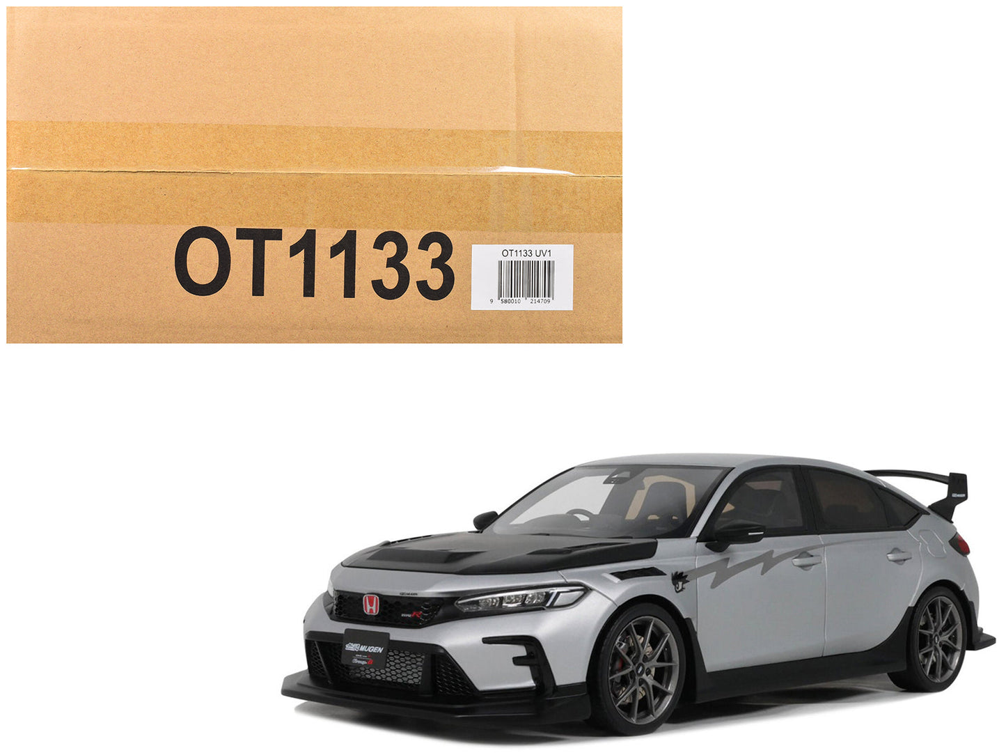 2024 Honda Civic Type R Mugen Group B RHD (Right Hand Drive) Matt Silver Metallic with Black Hood Limited Edition to 999 pieces Worldwide 1/18 Model Car