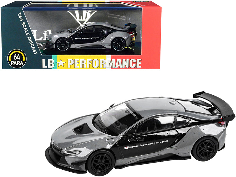 BMW i8 Liberty Walk Gray and Black "LB Performance" Series 1/64 Diecast Model Car