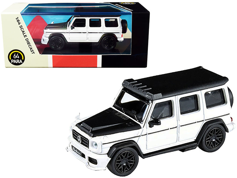 Mercedes AMG G63 Liberty Walk Wagon White with Black Hood and Top 1/64 Diecast Model Car
