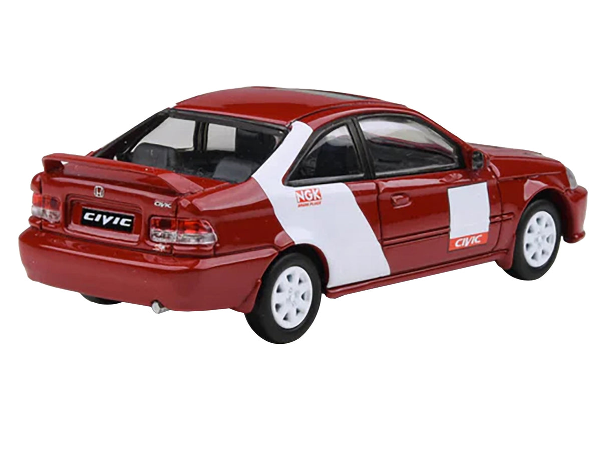 1999 Honda Civic Si EM1 "Kanjo Livery" Red with White Stripes 1/64 Diecast Model Car