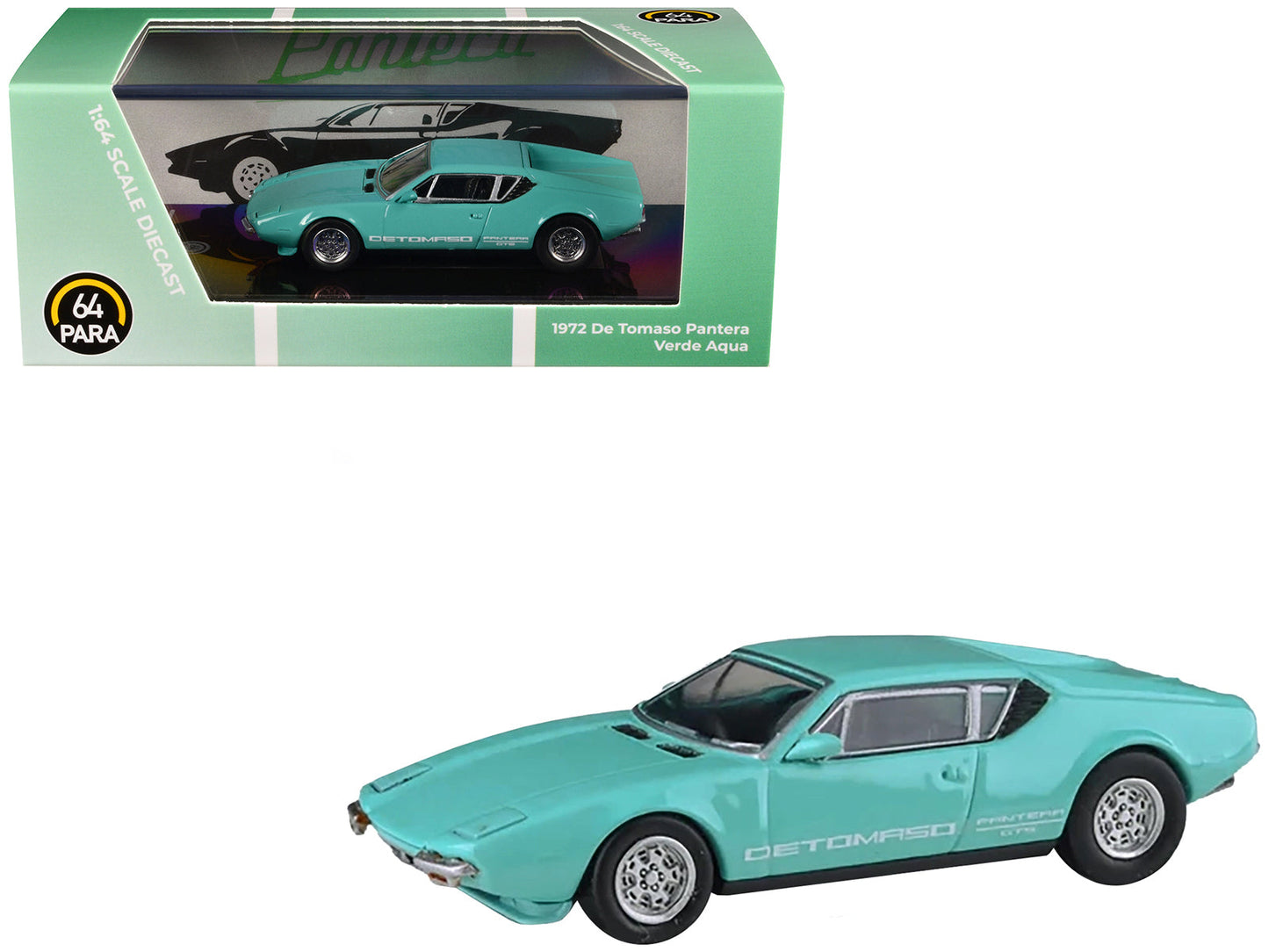 1972 De Tomaso Pantera Verde Aqua 1/64 Diecast Model Car
