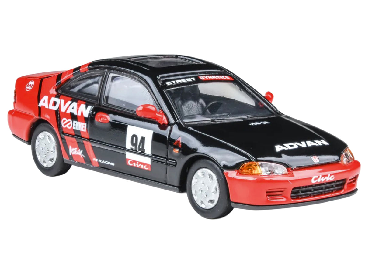 1995 Honda Civic Coupe EJ1 #94 "Autocross - ADVAN" Black and Red 1/64 Diecast Model Car
