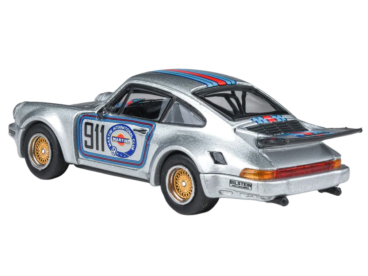 Porsche 911 Carrera RSR 3.0 "Martini Racing" Silver Metallic with Stripes 1/64 Diecast Model Car