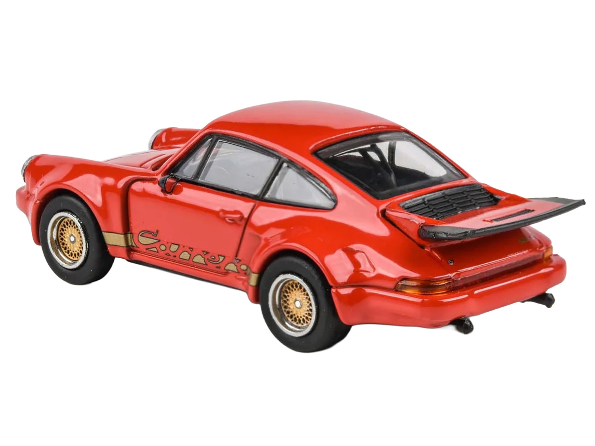 Porsche 911 Carrera RSR 3.0 Guards Red with Gold Stripes and Wheels 1/64 Diecast Model Car
