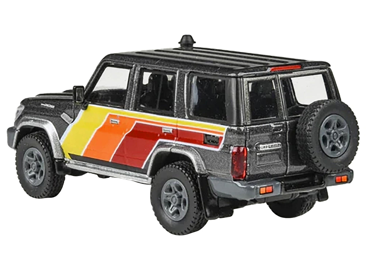 2014 Toyota Land Cruiser LC76 "TRD Livery" Gray Metallic with Stripes 1/64 Diecast Model Car