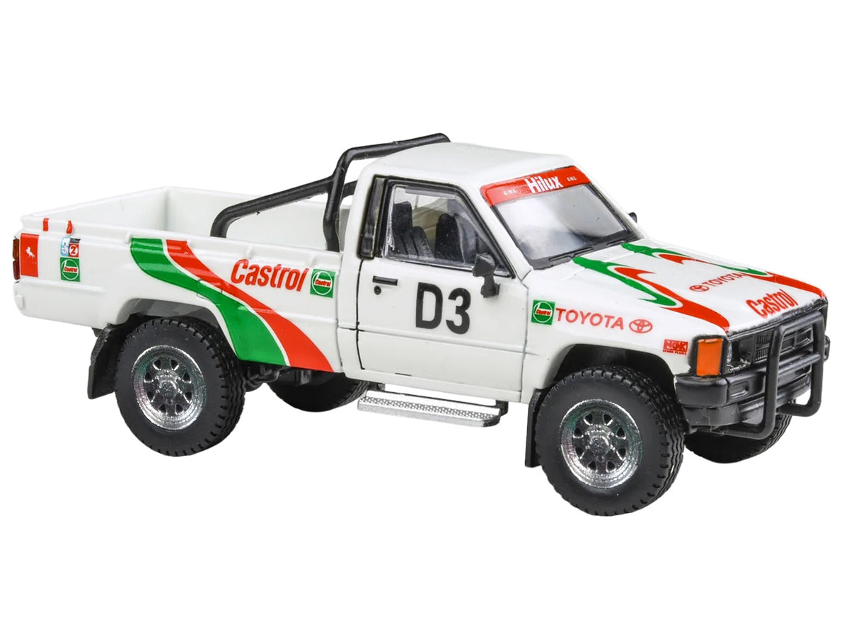 Toyota Hilux Pickup Truck #D3 "Castrol" White with Graphics "Rustenburg 400 Rally" (1995) 1/64 Diecast Model Car