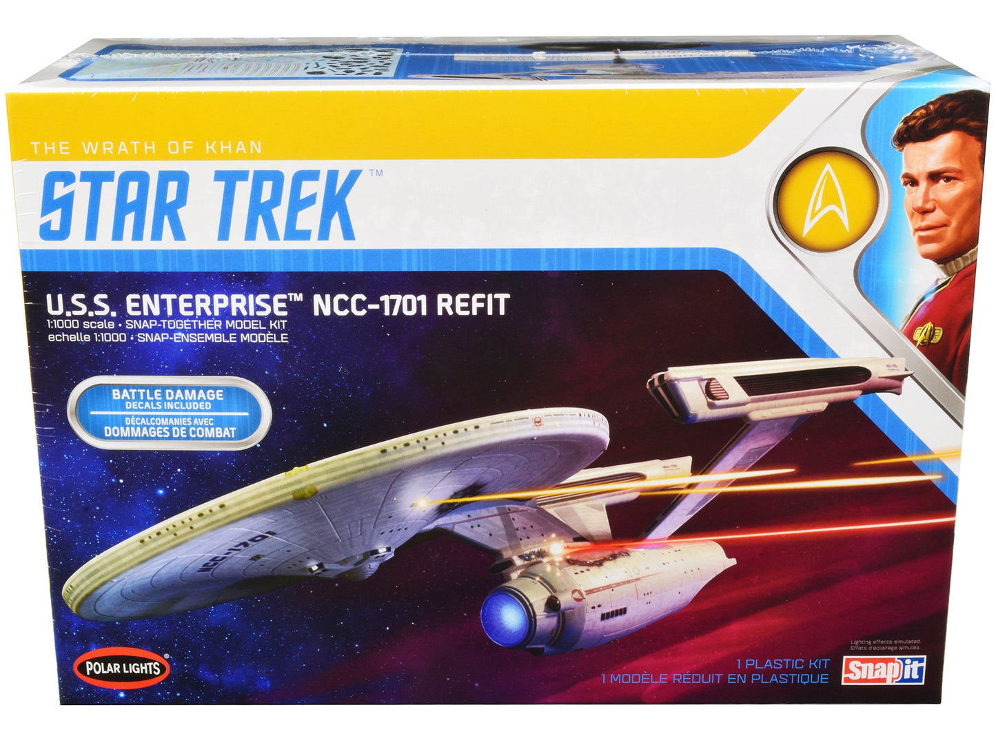 Skill 2 Snap Model Kit U.S.S. Enterprise NCC-1701 Refit Spaceship "Star Trek II: The Wrath of Khan" (1982) Movie 1/1000 Scale Model