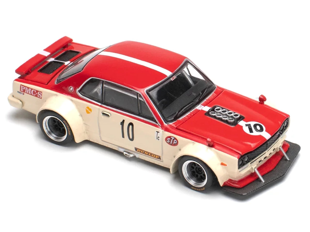 Skyline GT-R V8 Drift "Hakosuka" RHD (Right Hand Drive) #10 "Watanabe" Red and Cream 1/64 Diecast Model Car