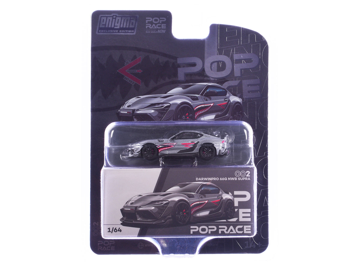 Toyota Supra "DarwinPro 66G NWB" Gray Metallic with Shark Mouth Graphics 1/64 Diecast Model Car