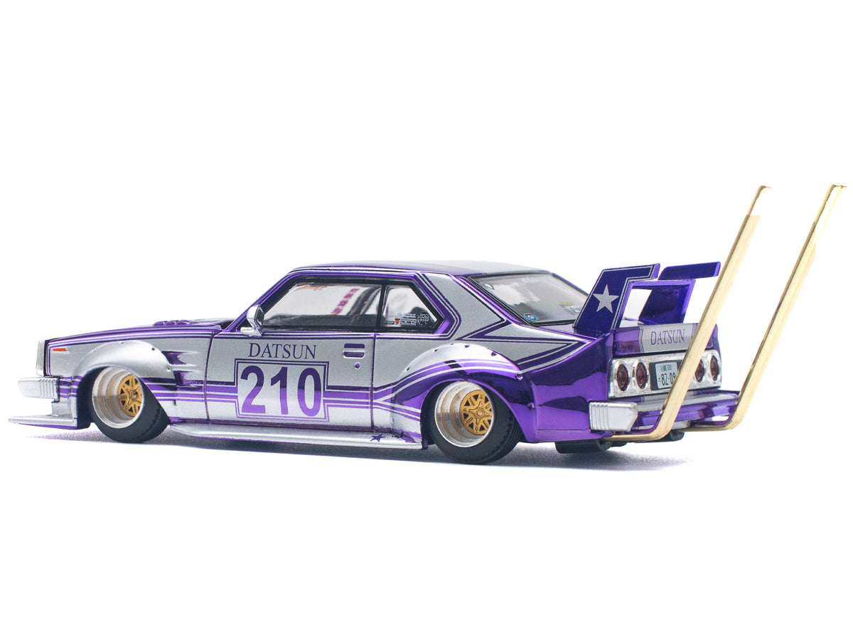 Skyline C210 Kaido Racer "Bosozoku Style" RHD (Right Hand Drive) #210 Purple and Silver 1/64 Diecast Model Car