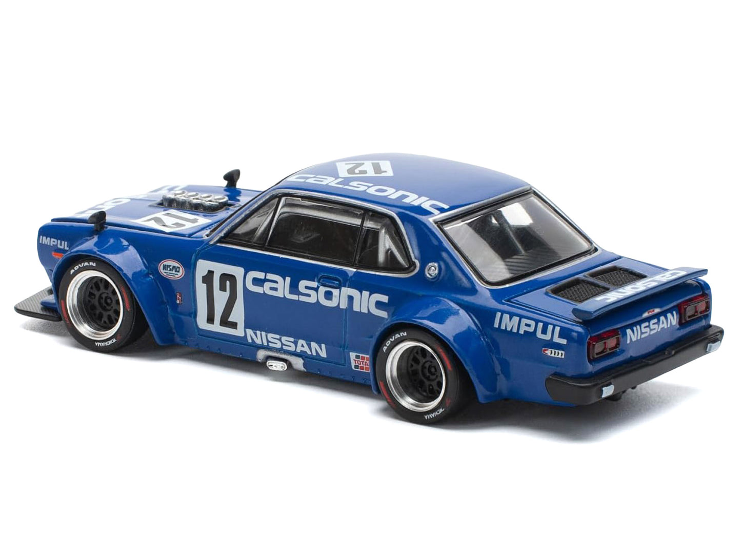 Skyline GT-R V8 Drift "Hakosuka" RHD (Right Hand Drive) #12 "Calsonic" Blue with Graphics 1/64 Diecast Model Car