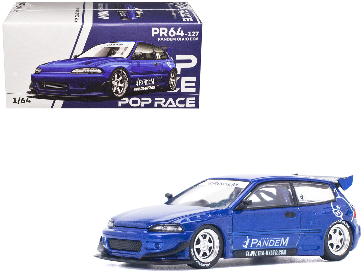 Pandem Civic EG6 RHD (Right Hand Drive) Blue Metallic 1/64 Diecast Model Car