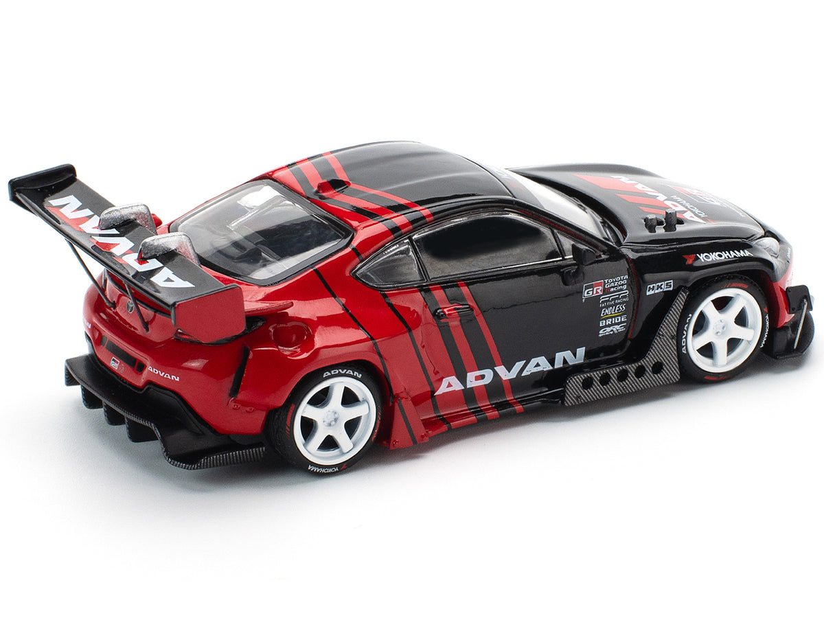 Toyota Pandem GR86 "Advan" Black and Red with Graphics 1/64 Diecast Model Car