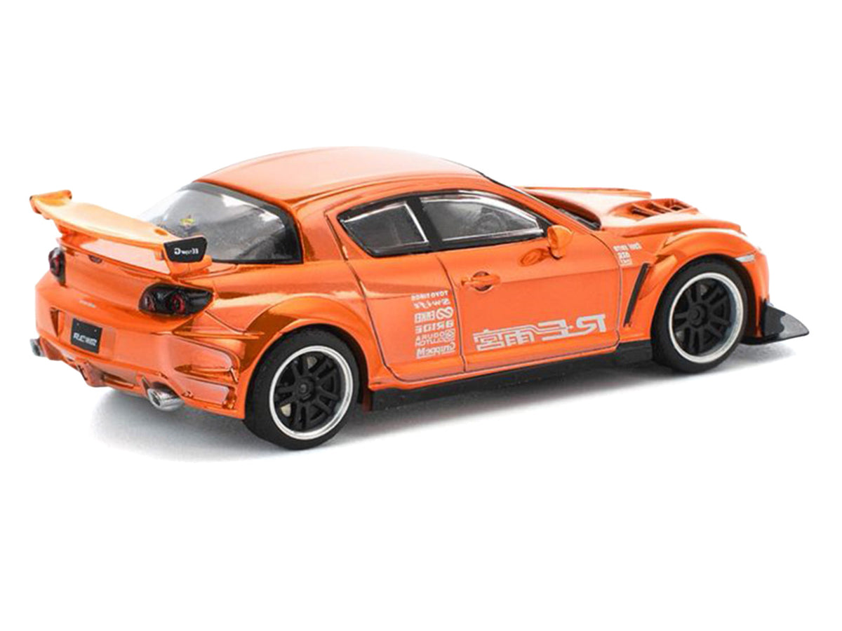 Mazda RX8 RE-Amemiya Widebody RHD (Right Hand Drive) Orange Chrome 1/64 Diecast Model Car