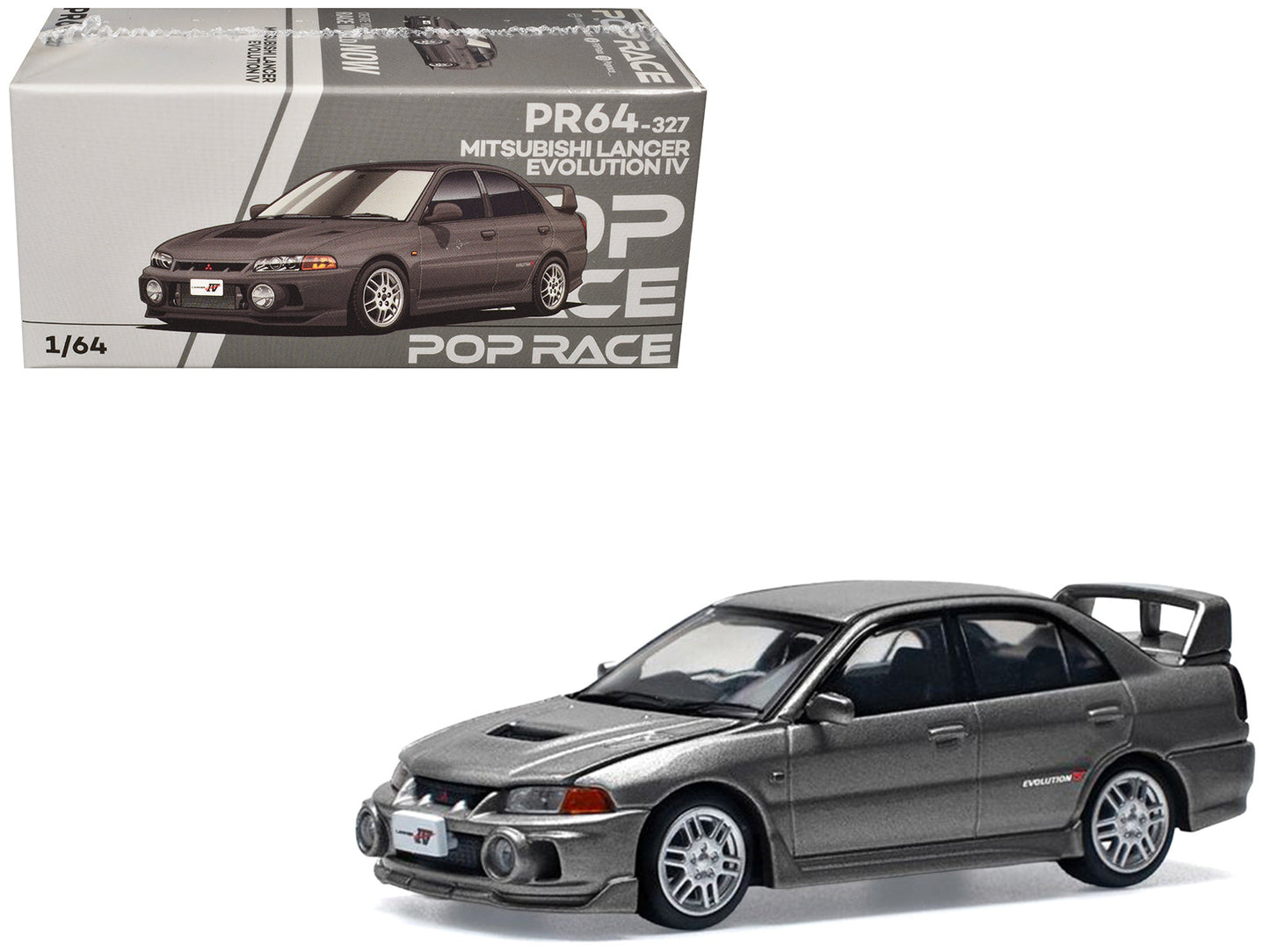 Mitsubishi Lancer Evolution IV RHD (Right Hand Drive) Dark Gray Metallic 1/64 Diecast Model Car