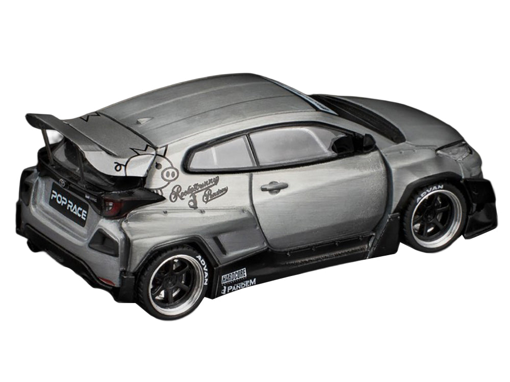 Toyota "Pandem" GR Yaris RHD (Right Hand Drive) Raw Metal 1/64 Diecast Model Car