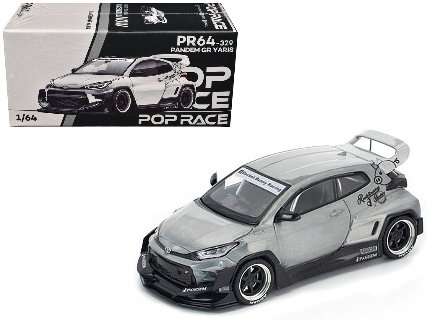 Toyota "Pandem" GR Yaris RHD (Right Hand Drive) Raw Metal 1/64 Diecast Model Car