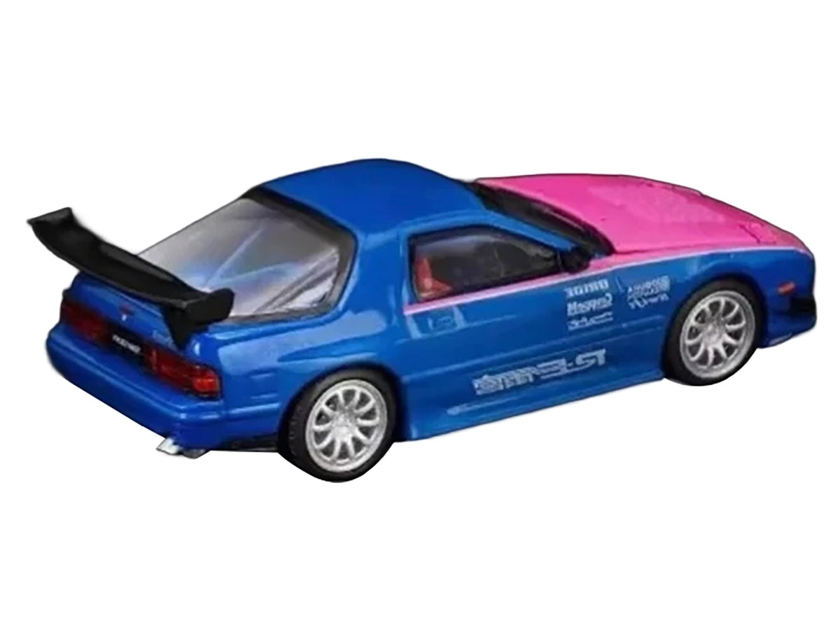 Mazda RX7 (FC3S) RE Amemiya RHD (Right Hand Drive) Blue Metallic with Pink Hood "APA XPO 2025 Exclusive" 1/64 Diecast Model Car