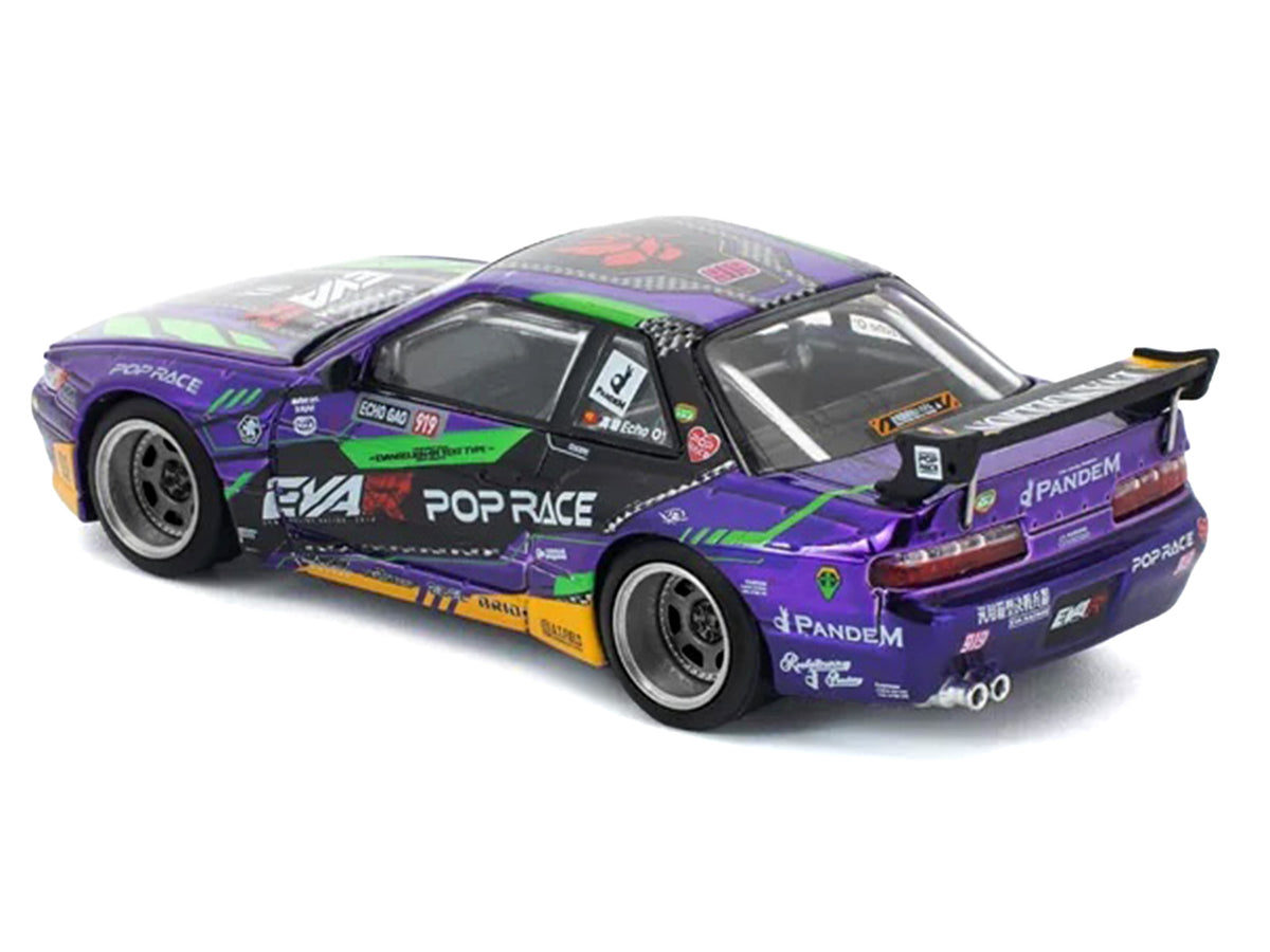 Pandem S13 RHD (Right Hand Drive) "EVA RT Test Type-01" Purple Metallic with Graphics 1/64 Diecast Model Car