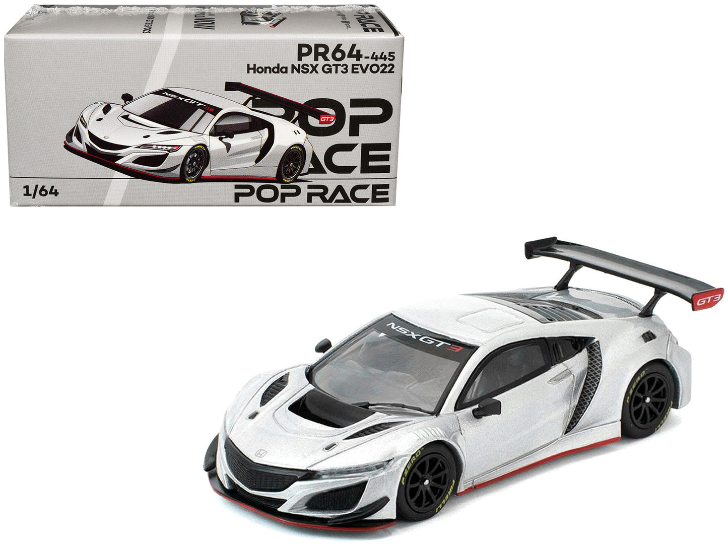 Honda NSX GT3 EVO22 Silver Metallic "Brazilian Event Exclusive" 1/64 Diecast Model Car