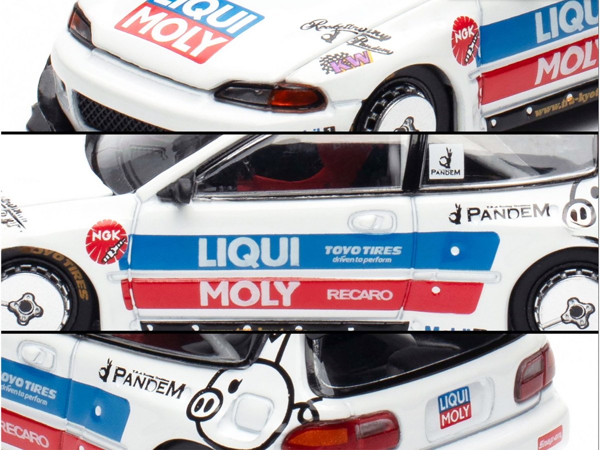 Pandem Civic EG6 RHD (Right Hand Drive) White with Stripes and Graphics "VDX - Tokyo Auto Salon Hong Kong 2025" Special Edition 1/64 Diecast Model Car