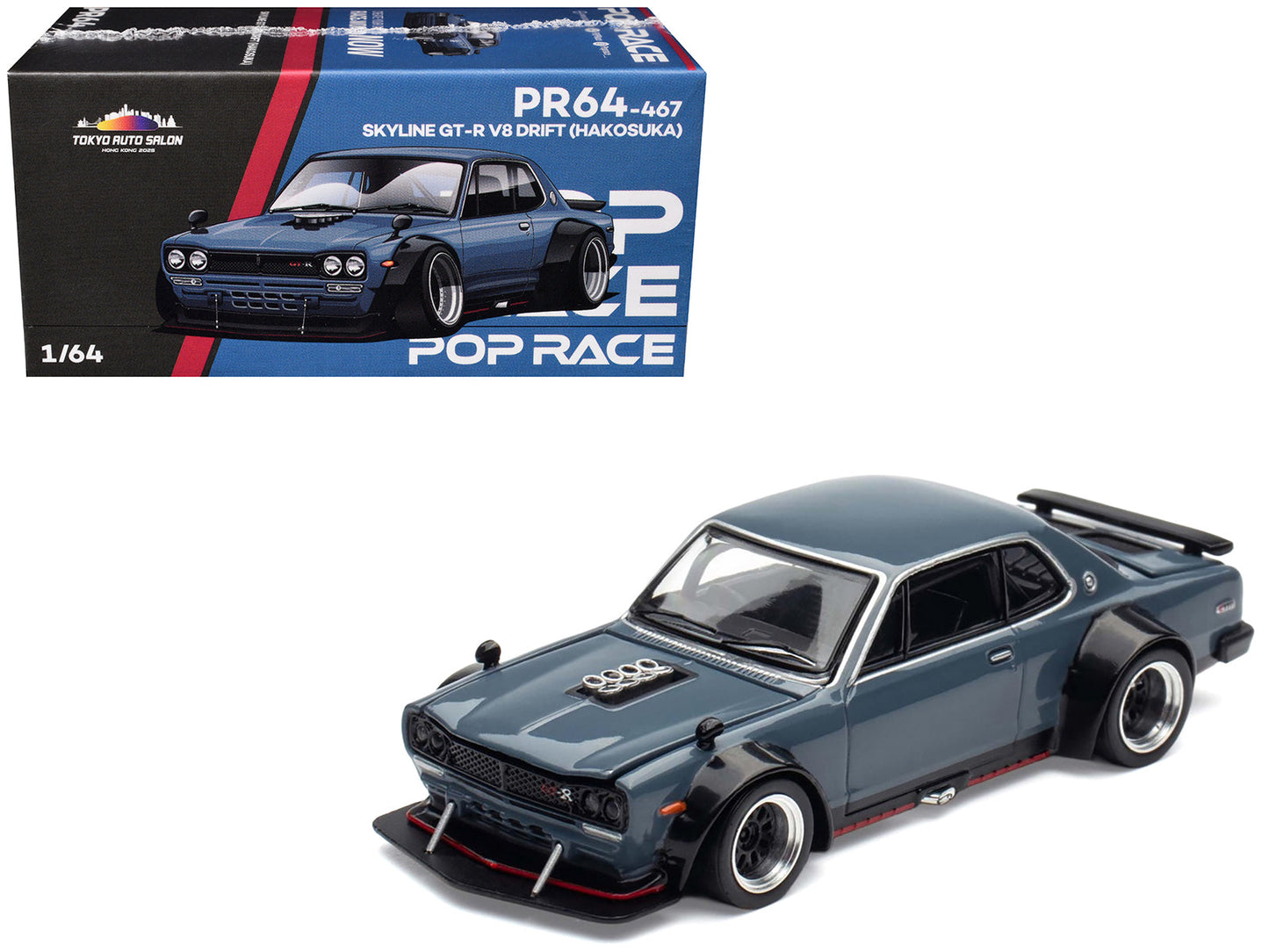 Skyline GT-R V8 Drift "Hakosuka" RHD (Right Hand Drive) Gray "Tokyo Auto Salon Hong Kong 2025" Special Edition 1/64 Diecast Model Car