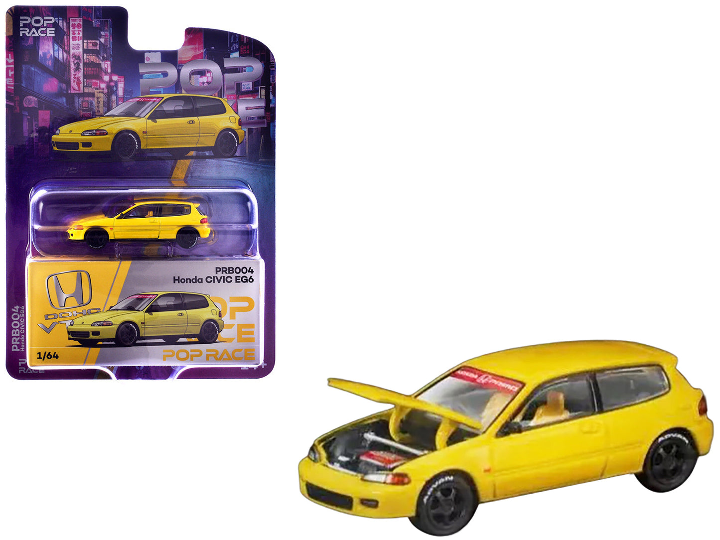 Honda Civic EG6 RHD (Right Hand Drive) Yellow "Vancouver 2026 Event Edition" 1/64 Diecast Model Car