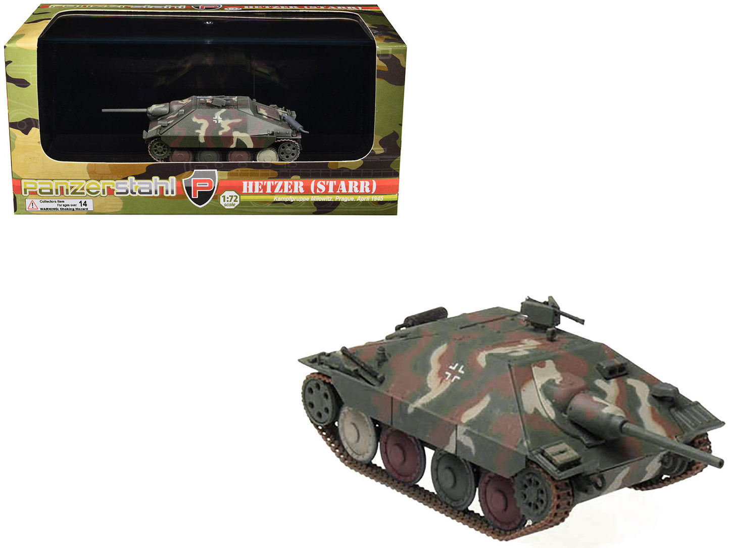 Hetzer (Starr) Tank Destroyer "Kampfgruppe Milowitz Prague" (1945) German Army 1/72 Diecast Model