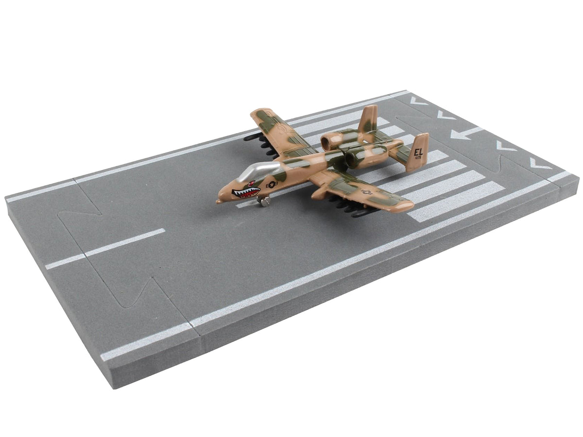 Fairchild Republic A-10 Thunderbolt II "Warthog" Attack Aircraft Camouflage "United States Air Force" with Runway Section Diecast Model Airplane