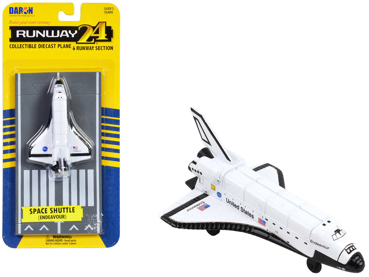 NASA "Endeavour" Space Shuttle White "United States" with Runway Section Diecast Model Airplane