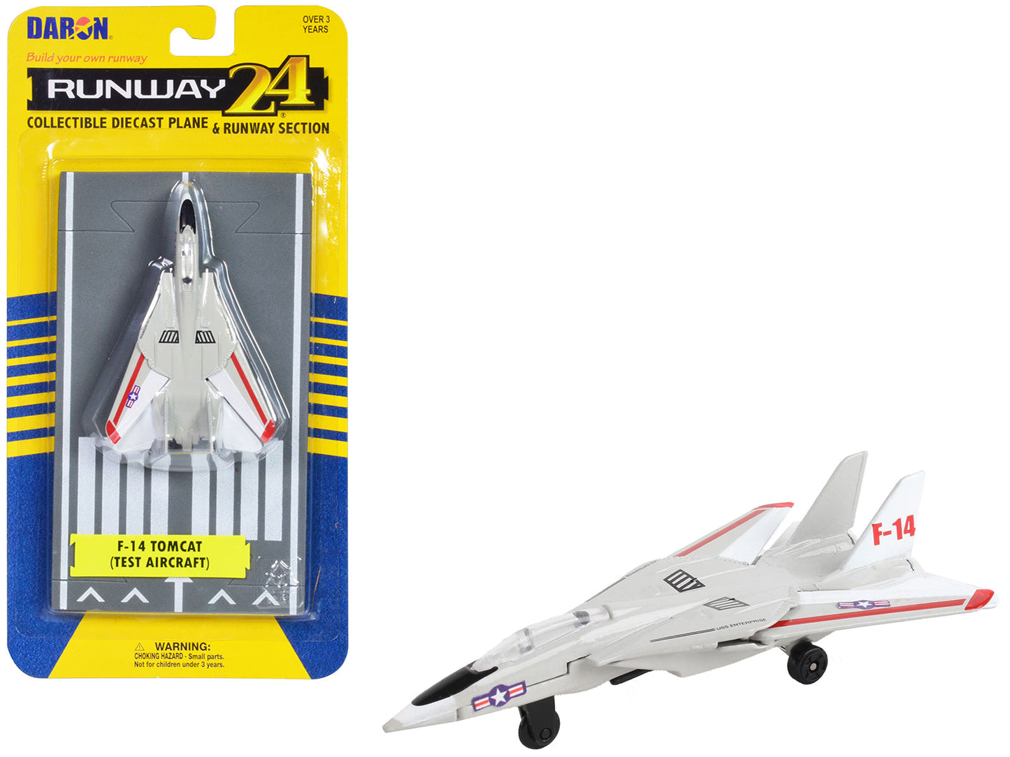 Grumman F-14 Tomcat Fighter Aircraft Gray with Red Stripes "United States Navy Test Aircraft" with Runway Section Diecast Model Airplane