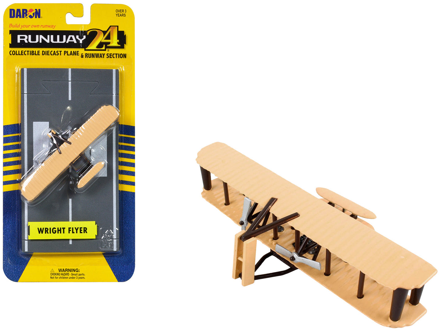 Wright Flyer Biplane Aircraft Beige with Runway Section Diecast Model Airplane