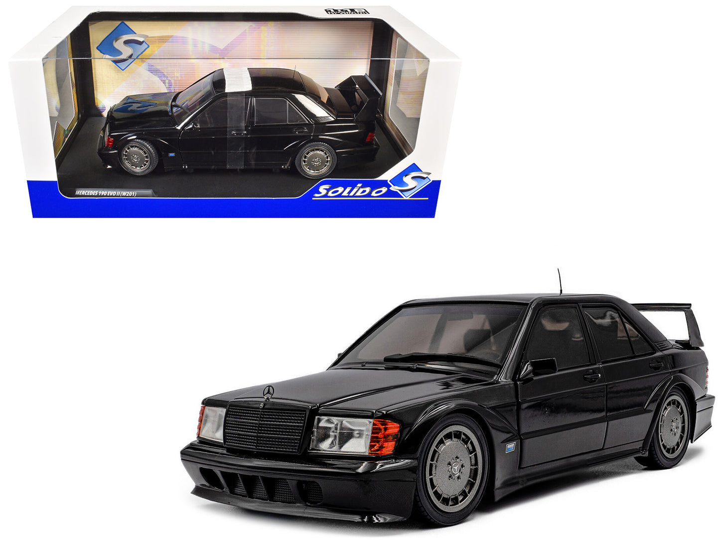Mercedes Benz 190 Evolution II (W201) "Solido Works" Black 1/18 Diecast Model Car